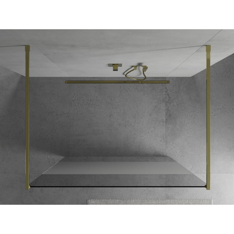 Mexen Kioto paroi de douche autoportante 100 x 200 cm, transparent/givré 8 mm, or - 800-100-002-50-35
