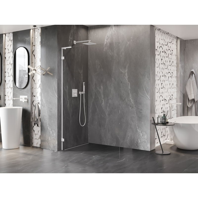 Mexen Lunar L paroi de douche Walk-in gauche 100 x 200 cm, transparent 8 mm, blanc - 830L-100-000-20-00-L