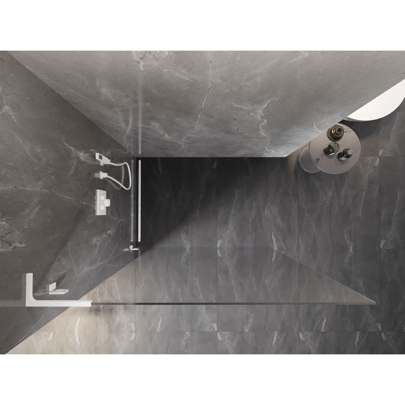 Mexen Lunar L paroi de douche Walk-in gauche 110 x 200 cm, transparente 8 mm, blanche - 830L-110-000-20-00-L