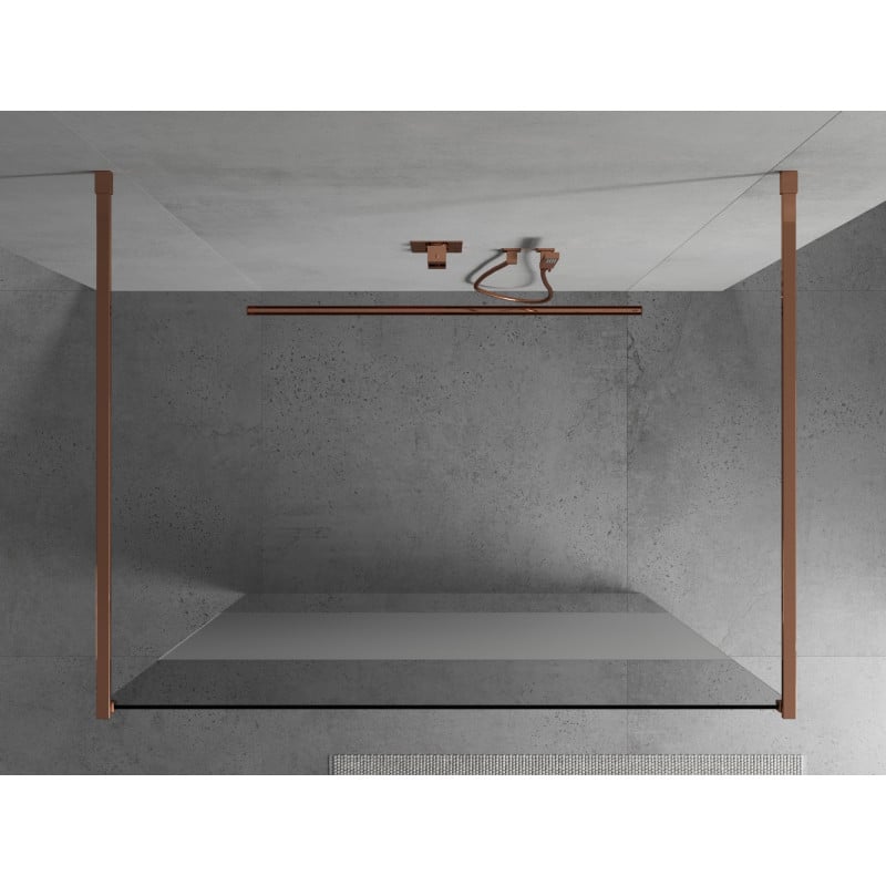 Mexen Kioto paroi de douche autoportante 100 x 200 cm, transparent/givré 8 mm, or rose - 800-100-002-60-35