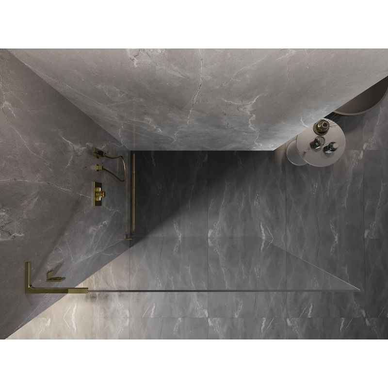 Mexen Lunar L paroi de douche Walk-in gauche 90 x 200 cm, transparent 8 mm, or - 830L-090-000-50-00-L