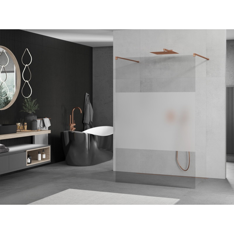 Mexen Kioto paroi de douche autoportante 110 x 200 cm, transparent/givré 8 mm, or rose - 800-110-002-60-35