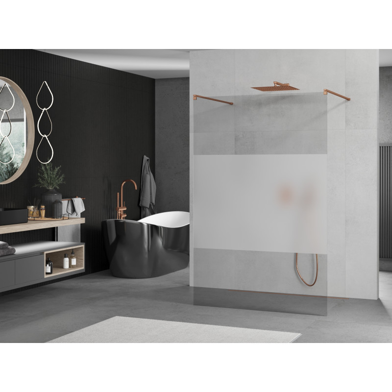 Mexen Kioto paroi de douche autoportante 120 x 200 cm, transparent/verre dépoli 8 mm, or rose - 800-120-002-60-35