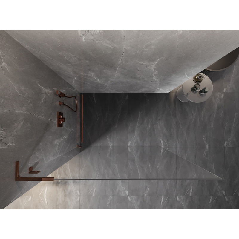 Mexen Lunar L paroi de douche Walk-in gauche 70 x 200 cm, transparent 8 mm, or rose - 830L-070-000-60-00-L