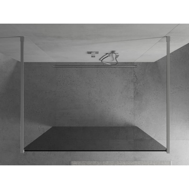 Mexen Kioto paroi de douche autoportante 100 x 200 cm, graphite 8 mm, chrome - 800-100-002-01-40