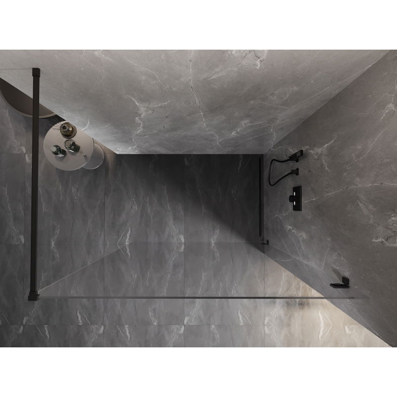 Mexen Lunar cloison de douche Walk-in droite 60 x 200 cm, transparent 8 mm, noir - 830-060-000-70-00-P