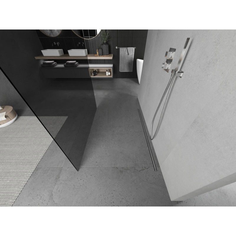 Mexen Kioto paroi de douche autoportante 110 x 200 cm, graphite 8 mm, chrome - 800-110-002-01-40