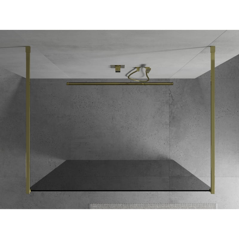 Mexen Kioto paroi de douche autoportante 100 x 200 cm, graphite 8 mm, or - 800-100-002-50-40