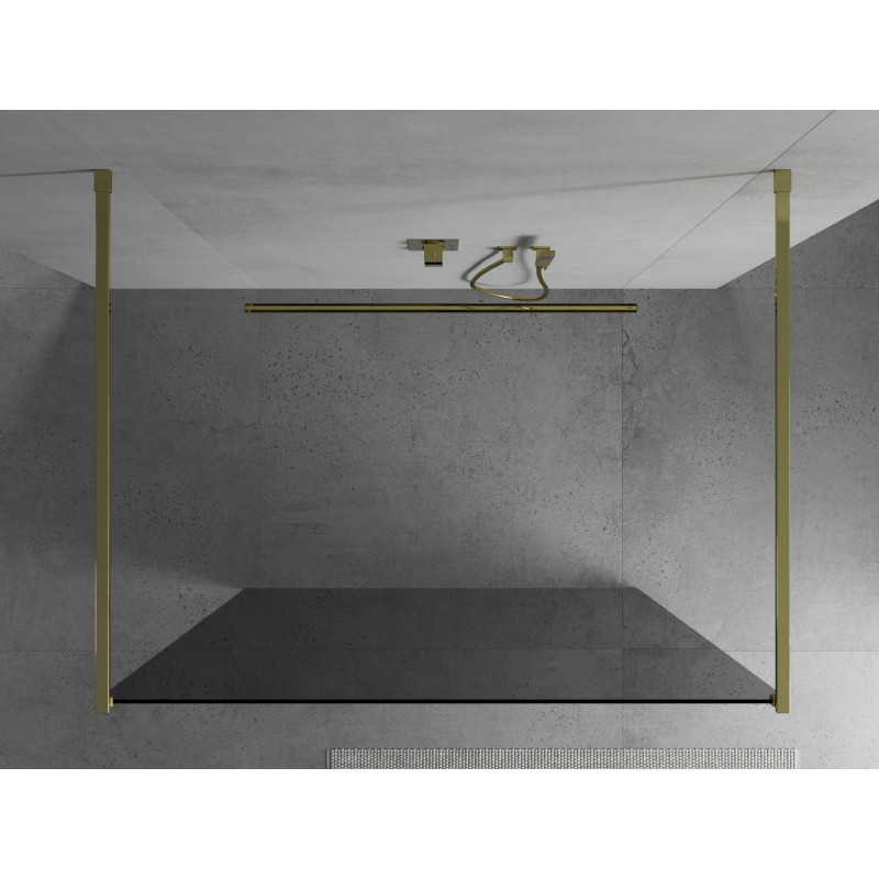 Mexen Kioto paroi de douche autoportante 110 x 200 cm, graphite 8 mm, or - 800-110-002-50-40