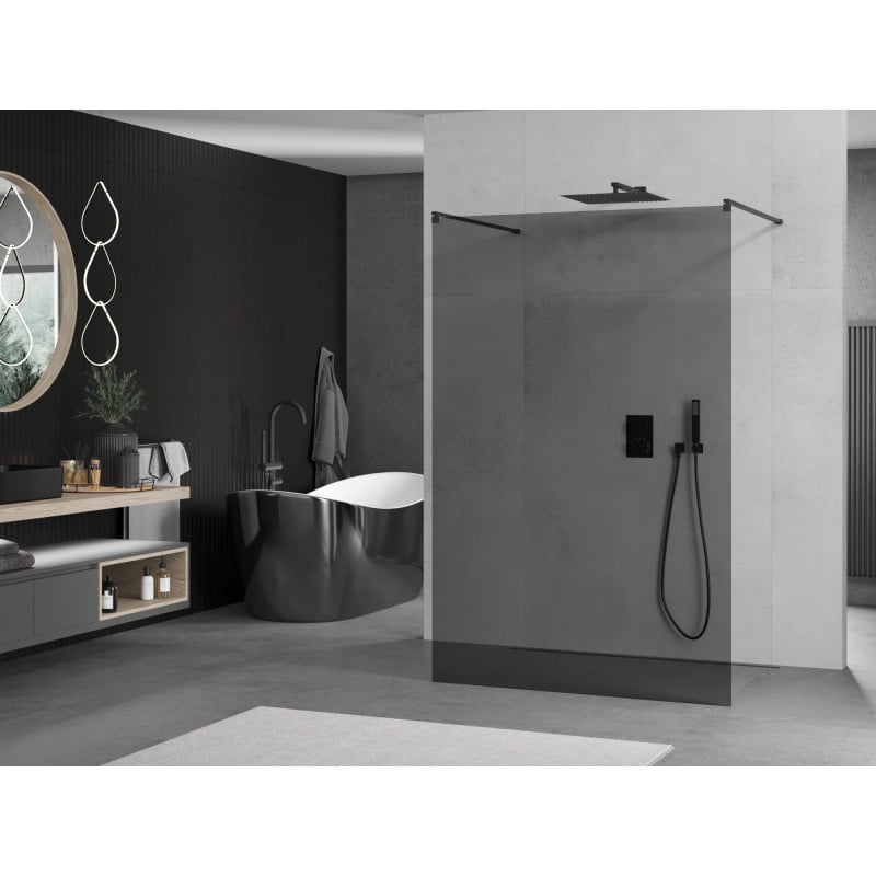 Mexen Kioto paroi de douche autoportante 110 x 200 cm, graphite 8 mm, noir - 800-110-002-70-40