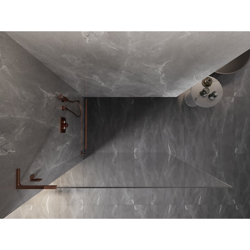 Mexen Lunar L paroi de douche Walk-in gauche 80 x 200 cm, transparent 8 mm, or rose - 830L-080-000-60-00-L