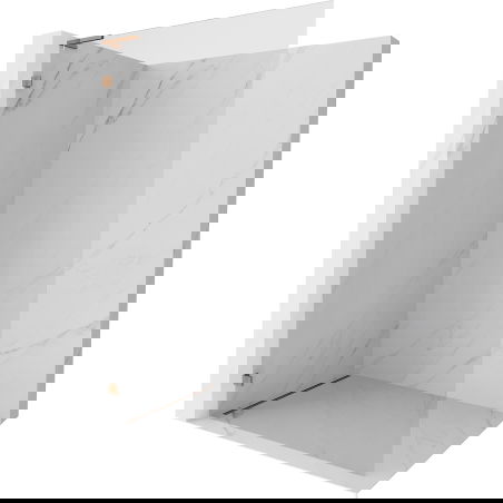 Mexen Lunar L paroi de douche à l'italienne gauche 100 x 200 cm, transparent 8 mm, or rose - 830L-100-000-60-00-L