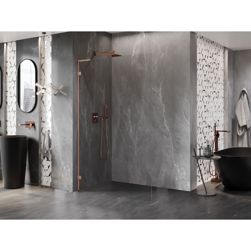 Mexen Lunar L cloison de douche Walk-in gauche 50 x 200 cm, transparent 8 mm, cuivre brossé - 830L-050-000-65-00-L