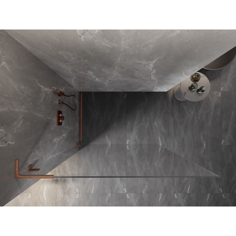 Mexen Lunar L paroi de douche Walk-in gauche 120 x 200 cm, transparent 8 mm, cuivre brossé - 830L-120-000-65-00-L