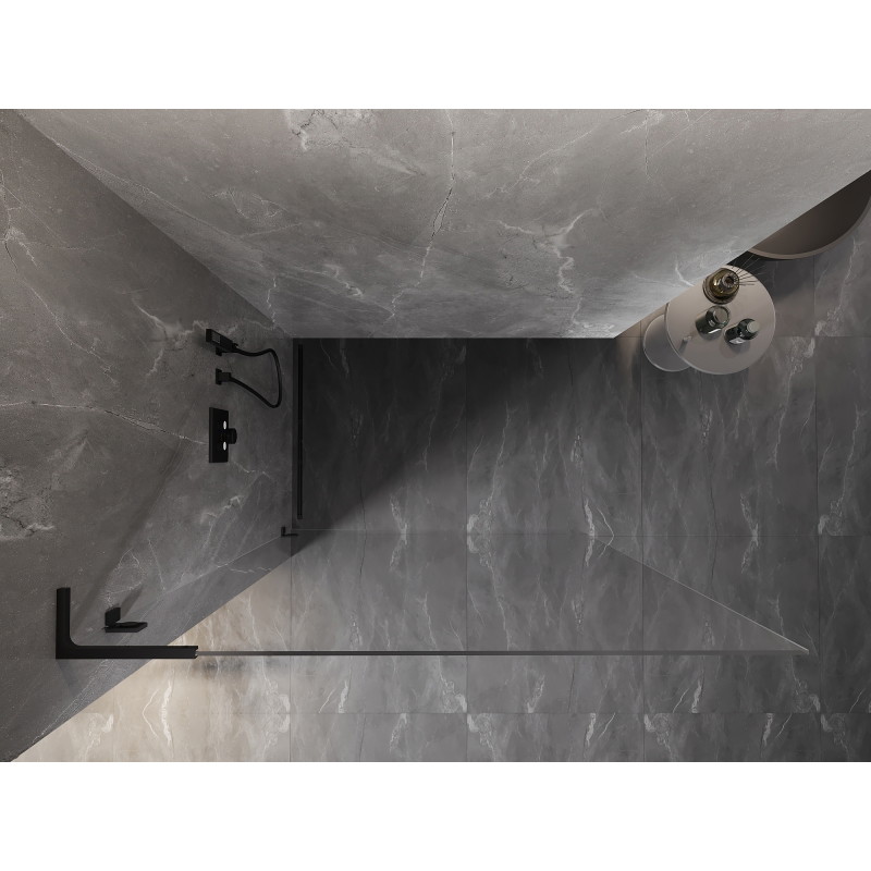 Mexen Lunar L Paroi de douche Walk-in gauche 90 x 200 cm, transparent 8 mm, noir - 830L-090-000-70-00-L