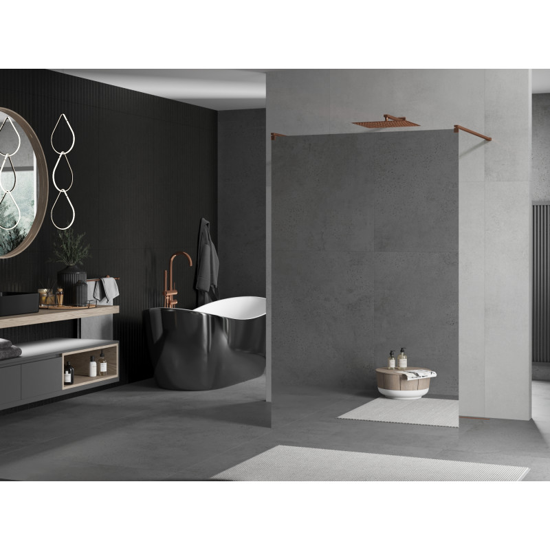 Mexen Kioto paroi de douche autoportante 120 x 200 cm, miroir 8 mm, or rose - 800-120-002-60-50
