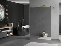 Mexen Kioto paroi de douche autoportante 100 x 200 cm, Miroir, Or - 800-100-002-50-50