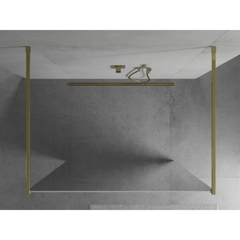 Mexen Kioto paroi de douche autoportante 100 x 200 cm, miroir 8 mm, or - 800-100-002-50-50
