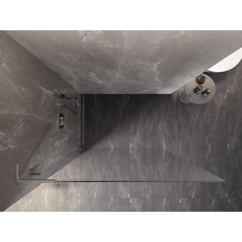 Mexen Lunar L paroi de douche Walk-in gauche 80 x 200 cm, transparent 8 mm, nickel brossé - 830L-080-000-97-00-L