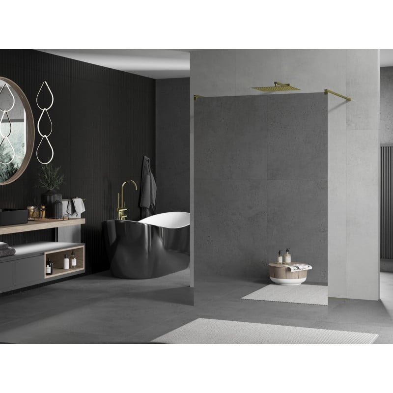 Mexen Kioto paroi de douche autoportante 110 x 200 cm, miroir 8 mm, or - 800-110-002-50-50