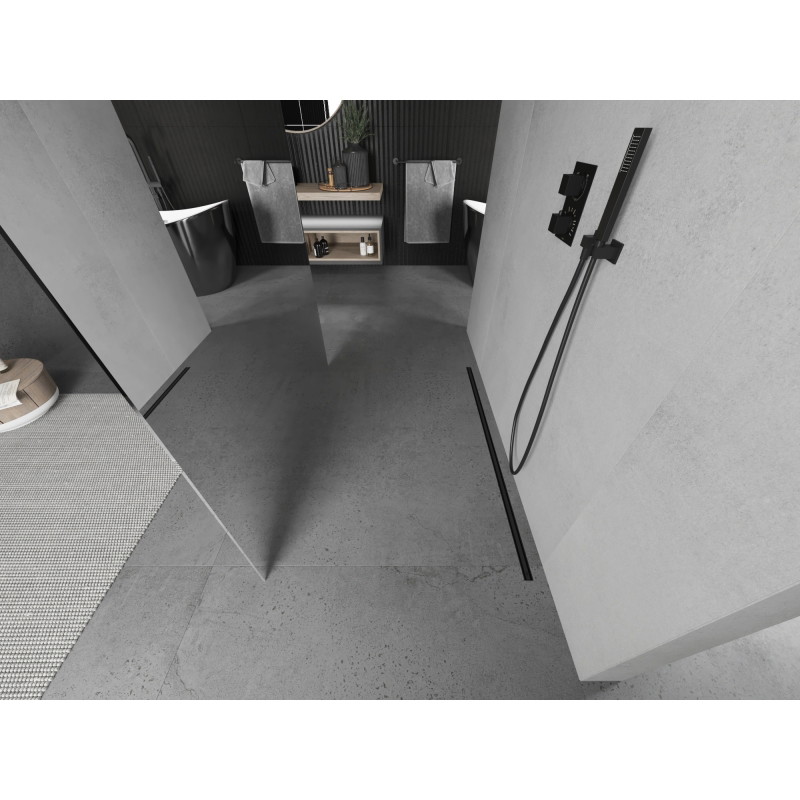 Mexen Kioto paroi de douche indépendante 110 x 200 cm, miroir 8 mm, noir - 800-110-002-70-50