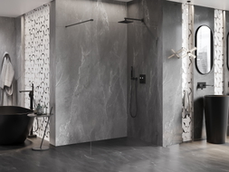 Mexen Lunar paroi de douche Walk-in droite 120 x 200 cm, transparent 8 mm, métal gun - 830-120-000-95-00-P