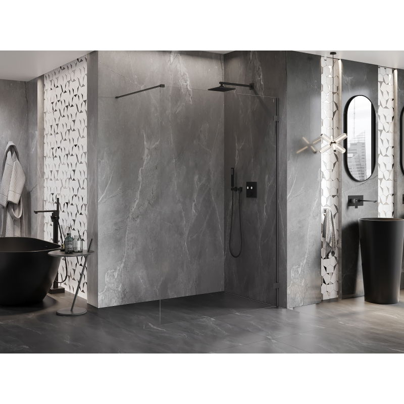 Mexen Lunar paroi de douche Walk-in droite 160 x 200 cm, transparent 8 mm, métal gun - 830-160-000-95-00-P