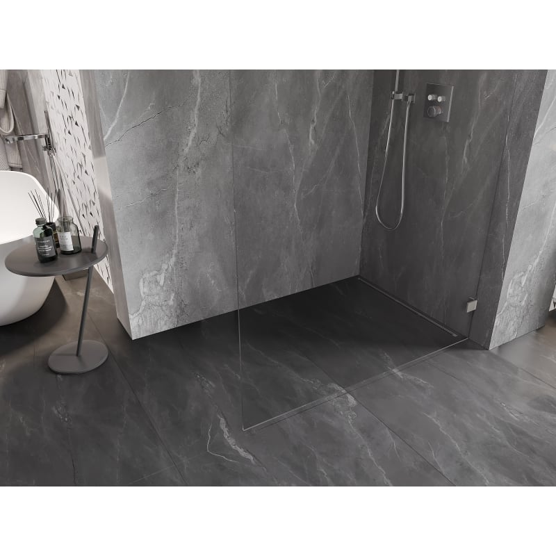 Mexen Lunar paroi de douche Walk-in droite 80 x 200 cm, transparent 8 mm, nickel brossé - 830-080-000-97-00-P