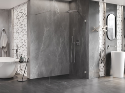 Mexen Lunar paroi de douche Walk-in droite 130 x 200 cm, transparent 8 mm, nickel brossé - 830-130-000-97-00-P
