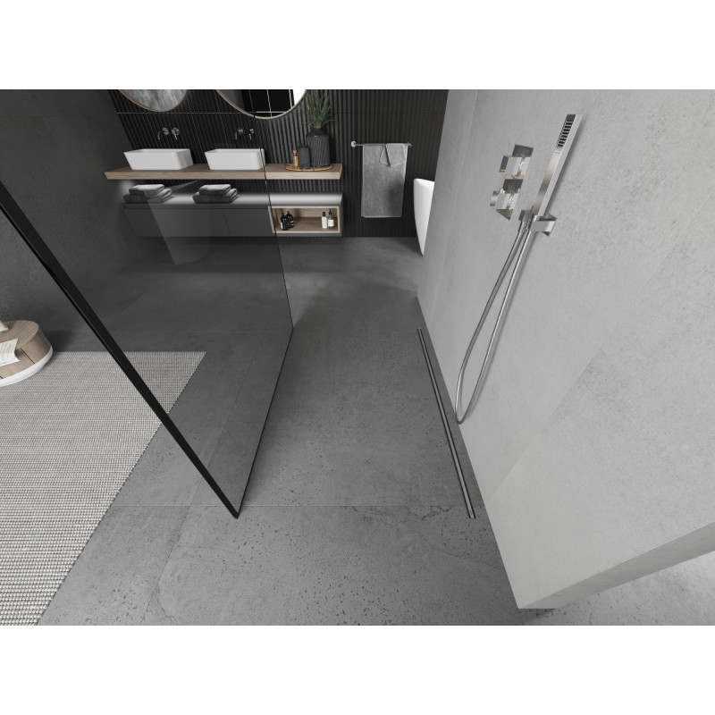 Mexen Kioto paroi de douche autoportante 130 x 200 cm, cadre noir 8 mm, chrome - 800-130-002-01-70
