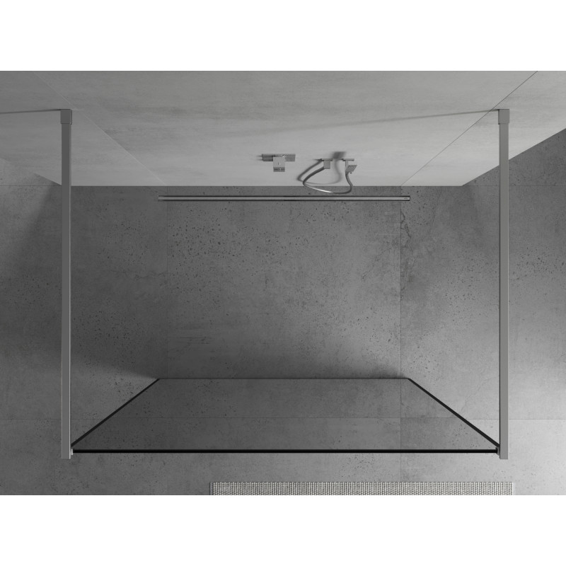 Mexen Kioto paroi de douche autoportante 140 x 200 cm, cadre noir 8 mm, chrome - 800-140-002-01-70