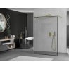 Mexen Kioto paroi de douche autoportante 140 x 200 cm, cadre noir 8 mm, doré- 800-140-002-50-70