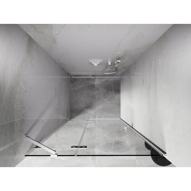 Mexen Lunar porte de douche battante gauche 75 cm, transparent, blanc - 834-075-000-20-00-L
