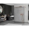 Mexen Kioto paroi de douche autoportante 130 x 200 cm, cadre noir 8 mm, or rose - 800-130-002-60-70