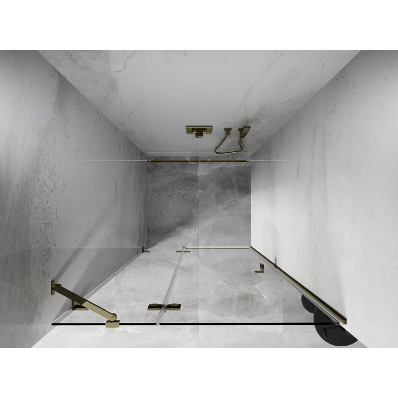 Mexen Lunar porte de douche battante gauche 80 cm, transparent, doré - 834-080-000-50-00-L