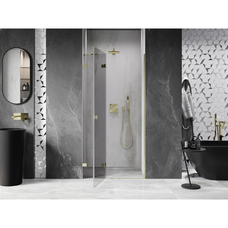 Mexen Lunar porte de douche pivotante gauche 90 cm, transparent, doré - 834-090-000-50-00-L