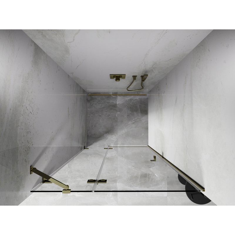 Mexen Lunar porte de douche pivotante gauche 90 cm, transparent, doré - 834-090-000-50-00-L