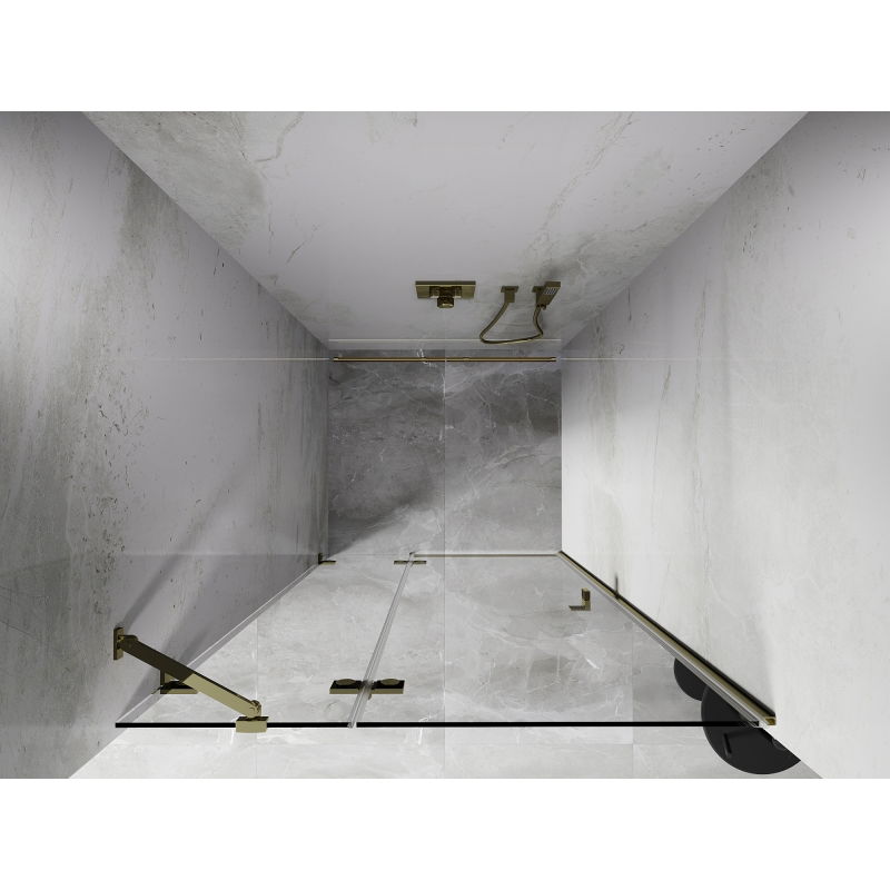 Mexen Lunar porte de douche battante gauche 95 cm, transparentes, dorées - 834-095-000-50-00-L