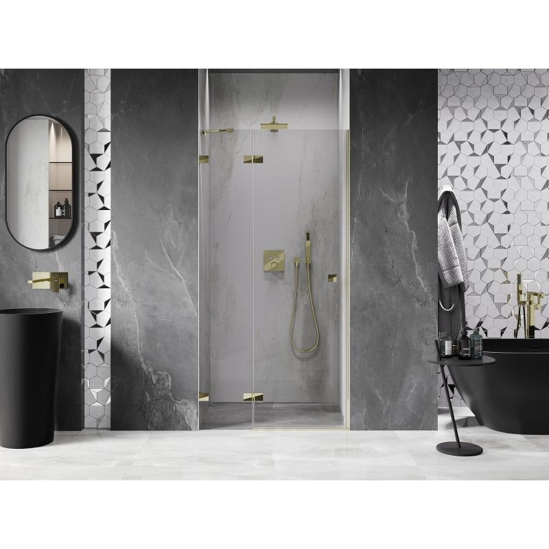 Mexen Lunar porte de douche battante gauche 110 cm, transparent, or - 834-110-000-50-00-L