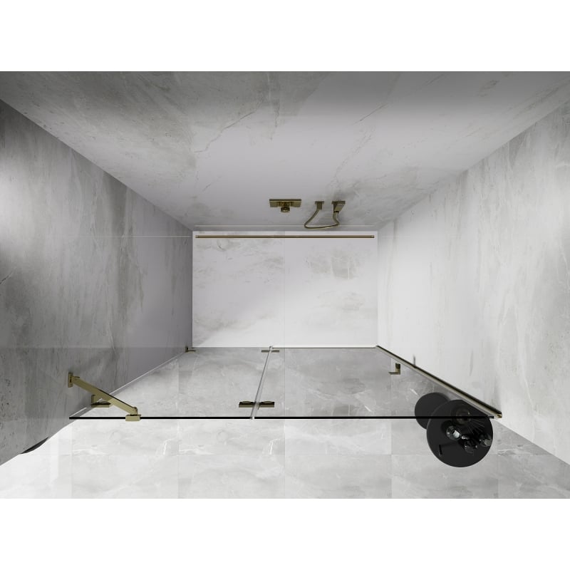 Mexen Lunar porte de douche pivotante gauche 130 cm, transparent, doré - 834-130-000-50-00-L