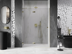 Mexen Lunar porte de douche pivotante gauche 135 cm, transparent, doré - 834-135-000-50-00-L