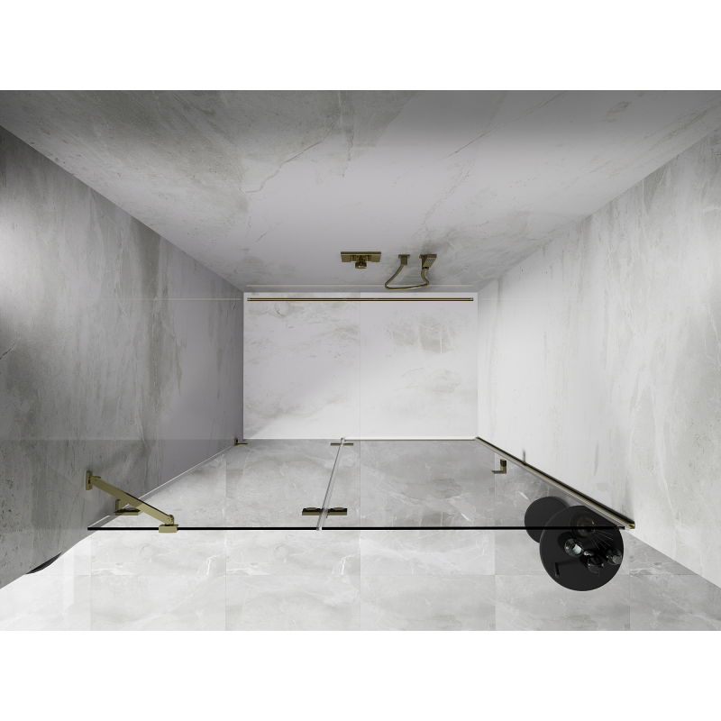 Mexen Lunar porte de douche pivotante gauche 135 cm, transparent, or - 834-135-000-50-00-L
