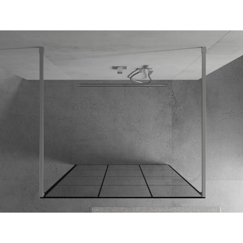 Mexen Kioto paroi de douche autoportante 100 x 200 cm, grille noire 8 mm, chrome - 800-100-002-01-77