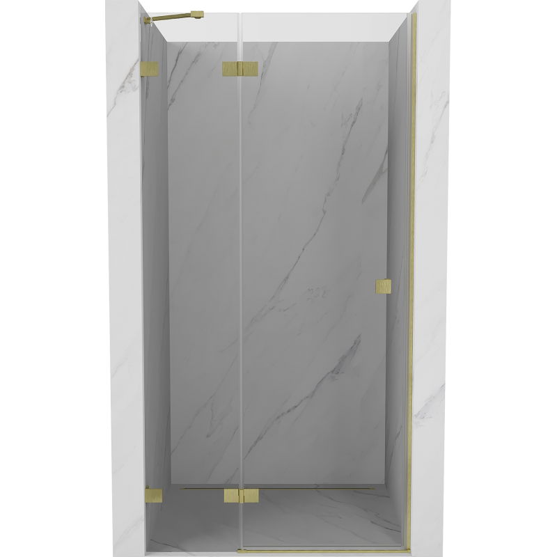 Porte de douche gauche battante Mexen Lunar 70 cm, transparente, dorée brossée - 834-070-000-55-00-L