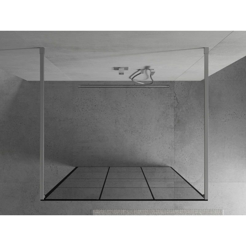 Mexen Kioto paroi de douche autonome 120 x 200 cm, grille noire 8 mm, chrome - 800-120-002-01-77