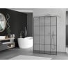 Mexen Kioto paroi de douche autoportante 130 x 200 cm, grille noire 8 mm, chrome - 800-130-002-01-77