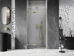 Mexen Lunar porte de douche battante gauche 95 cm, transparent, or brossé - 834-095-000-55-00-L