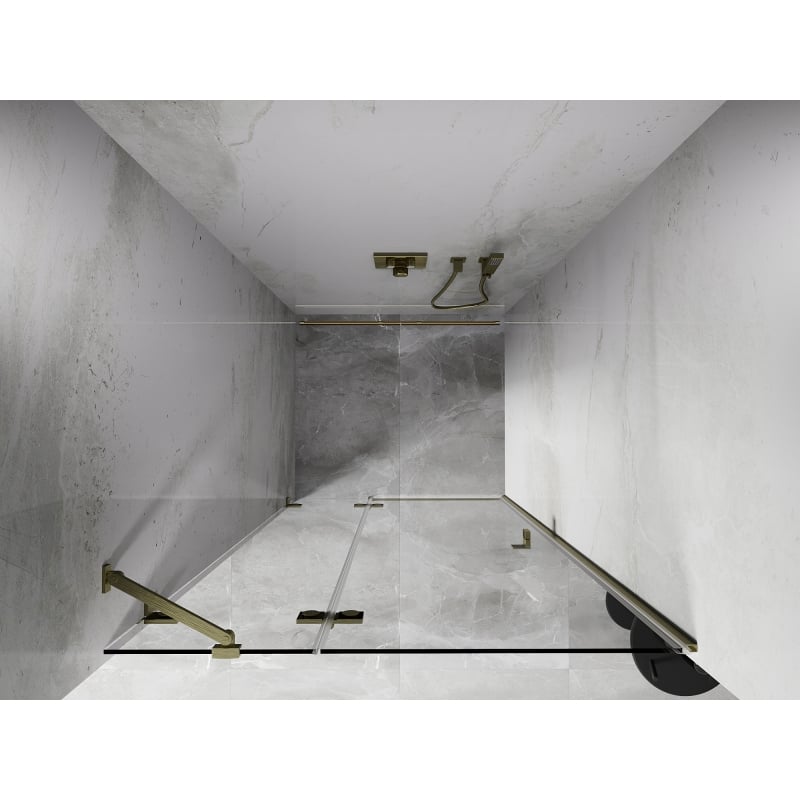 Mexen Lunar porte de douche pivotante gauche 115 cm, transparent, doré brossé - 834-115-000-55-00-L