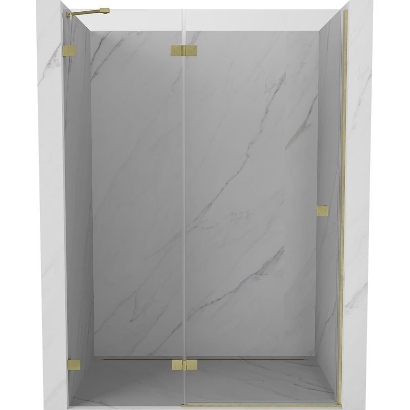 Mexen Lunar porte de douche battante gauche 130 cm, transparente, dorée brossée - 834-130-000-55-00-L