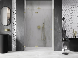 Mexen Lunar porte de douche pivotante gauche 135 cm, transparent, or brossé - 834-135-000-55-00-L